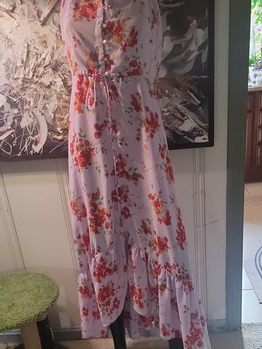 Nanette Floral Dress with Button Front and Tie Waist